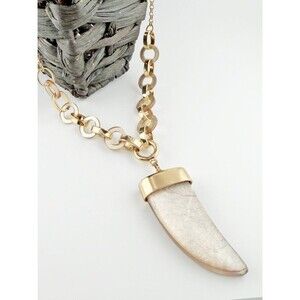 Chico's Gold Tone & Resin Faux Horn Statement Necklace